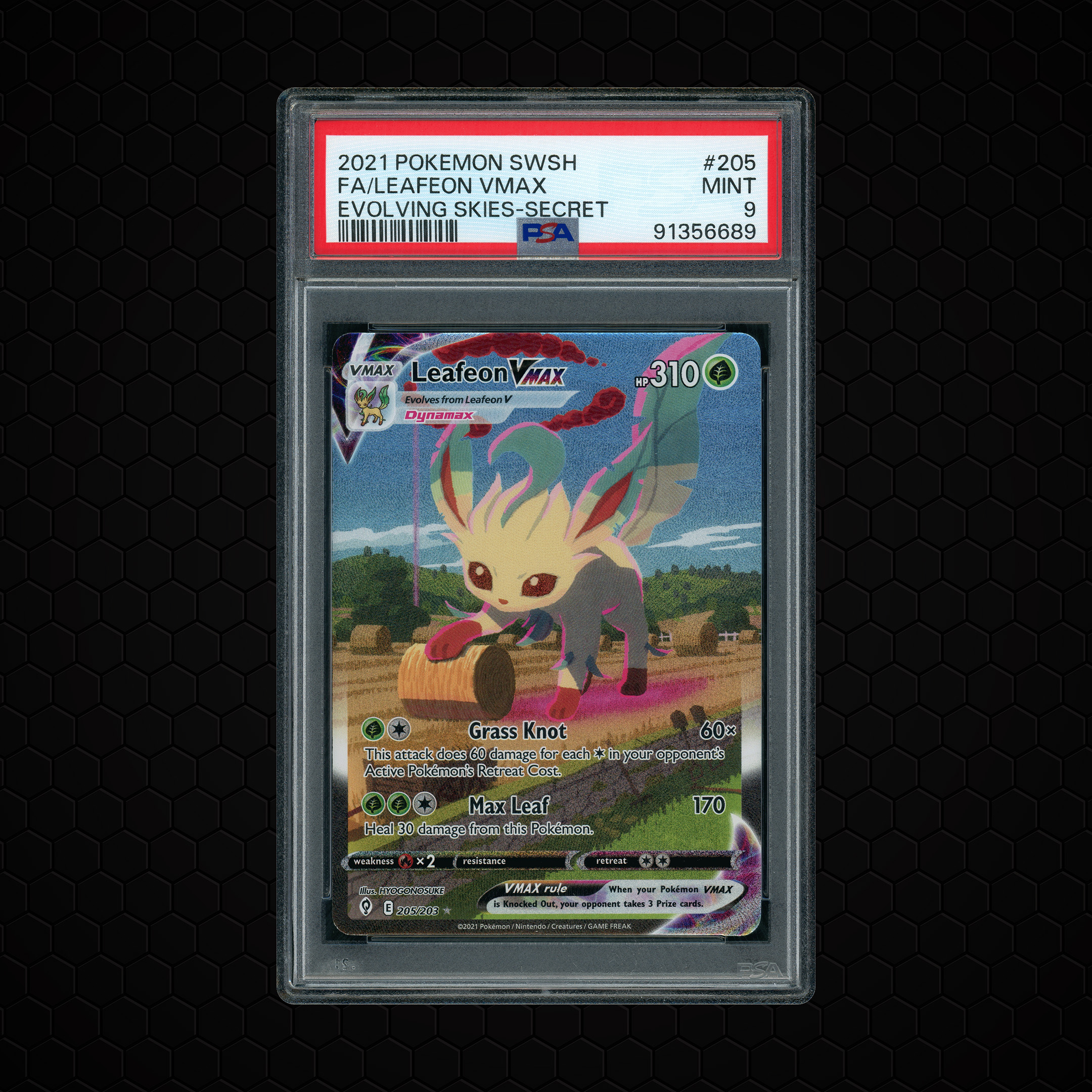 2021 Evolving Skies Leafeon VMAX #205 PSA 9