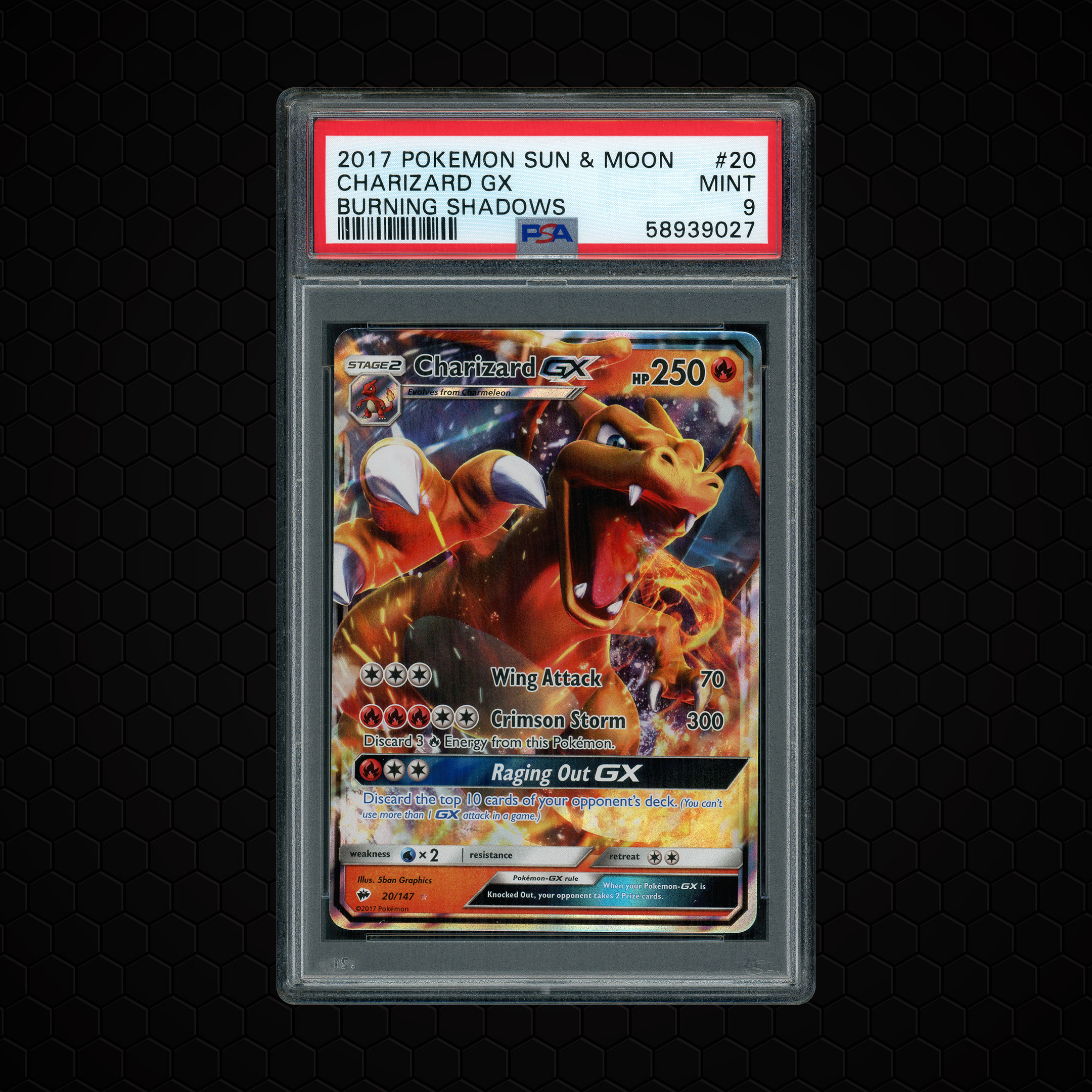 2017 Burning Shadows Charizard GX #20 PSA 9