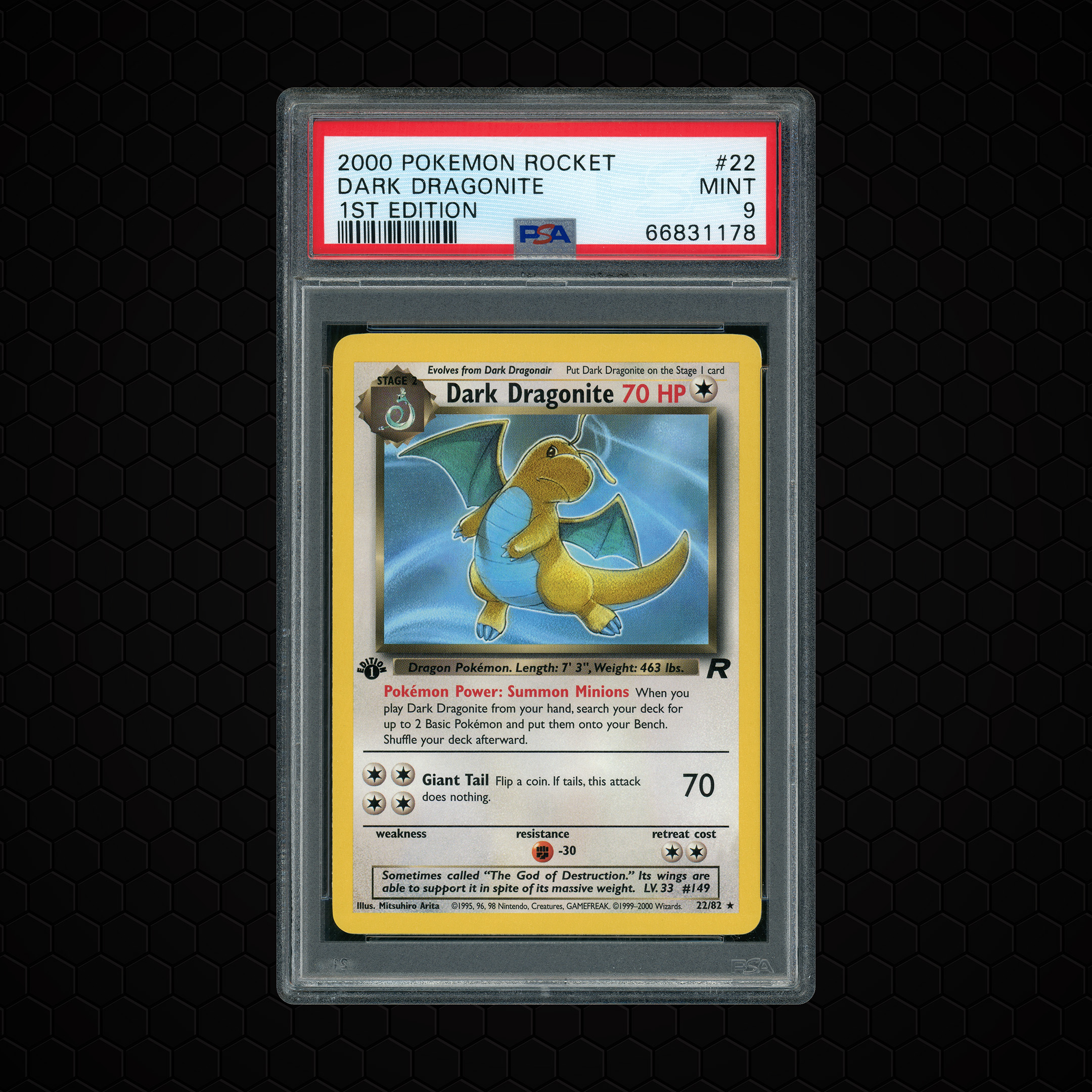 2000 Team Rocket 1st Edition Dark Dragonite #22 PSA 9