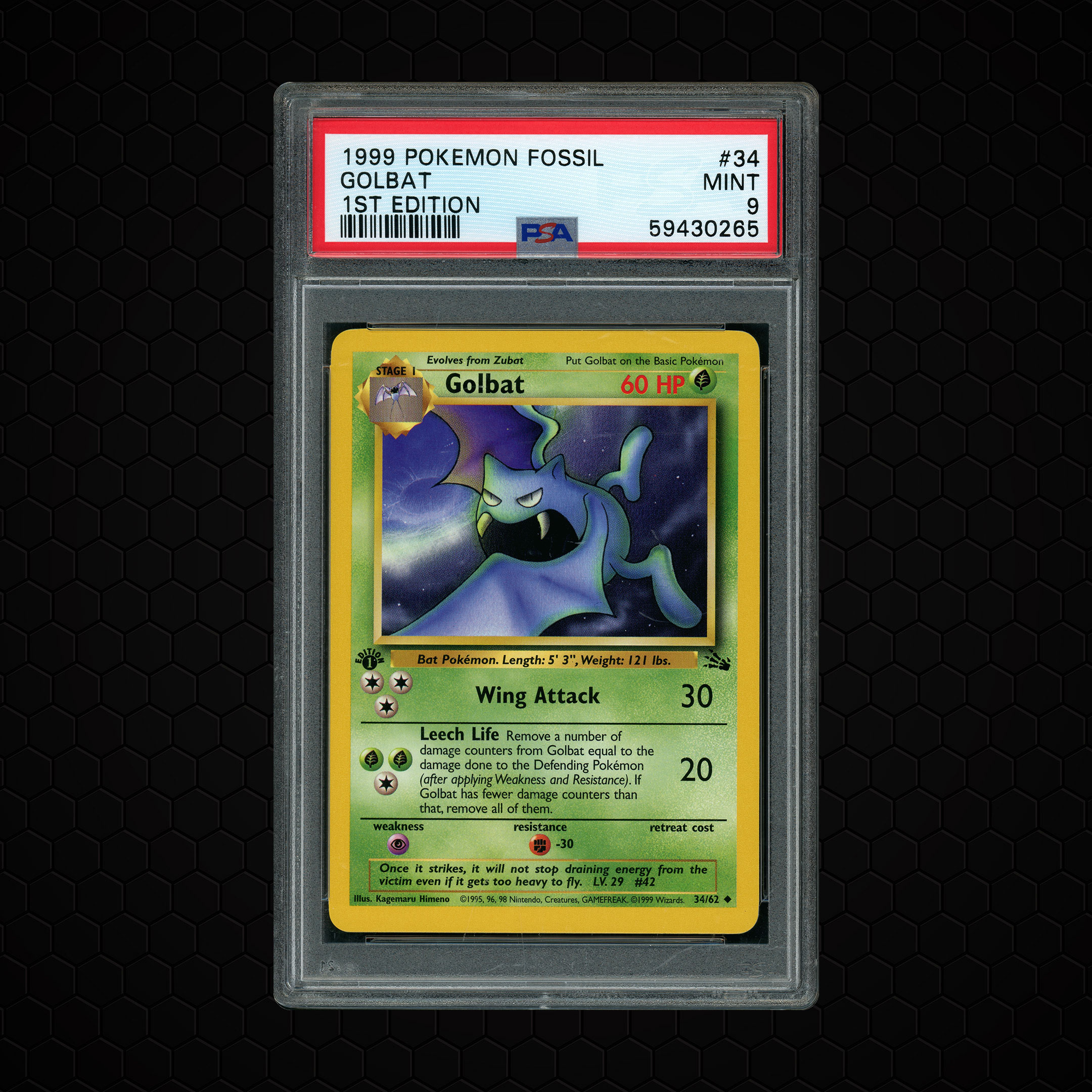 1999 Fossil 1st Edition Golbat #34 PSA 9