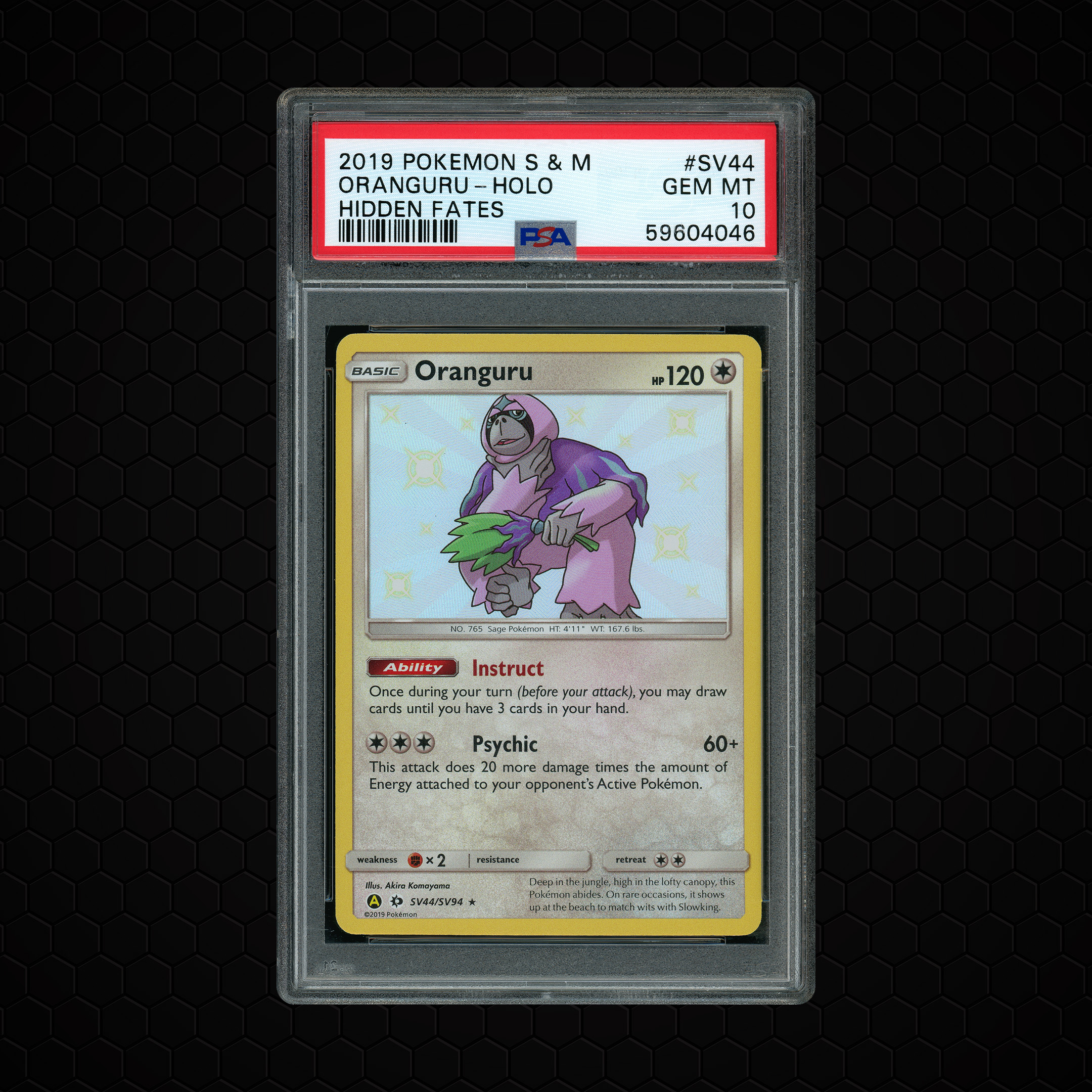 2019 Hidden Fates Oranguru #SV44 PSA 10