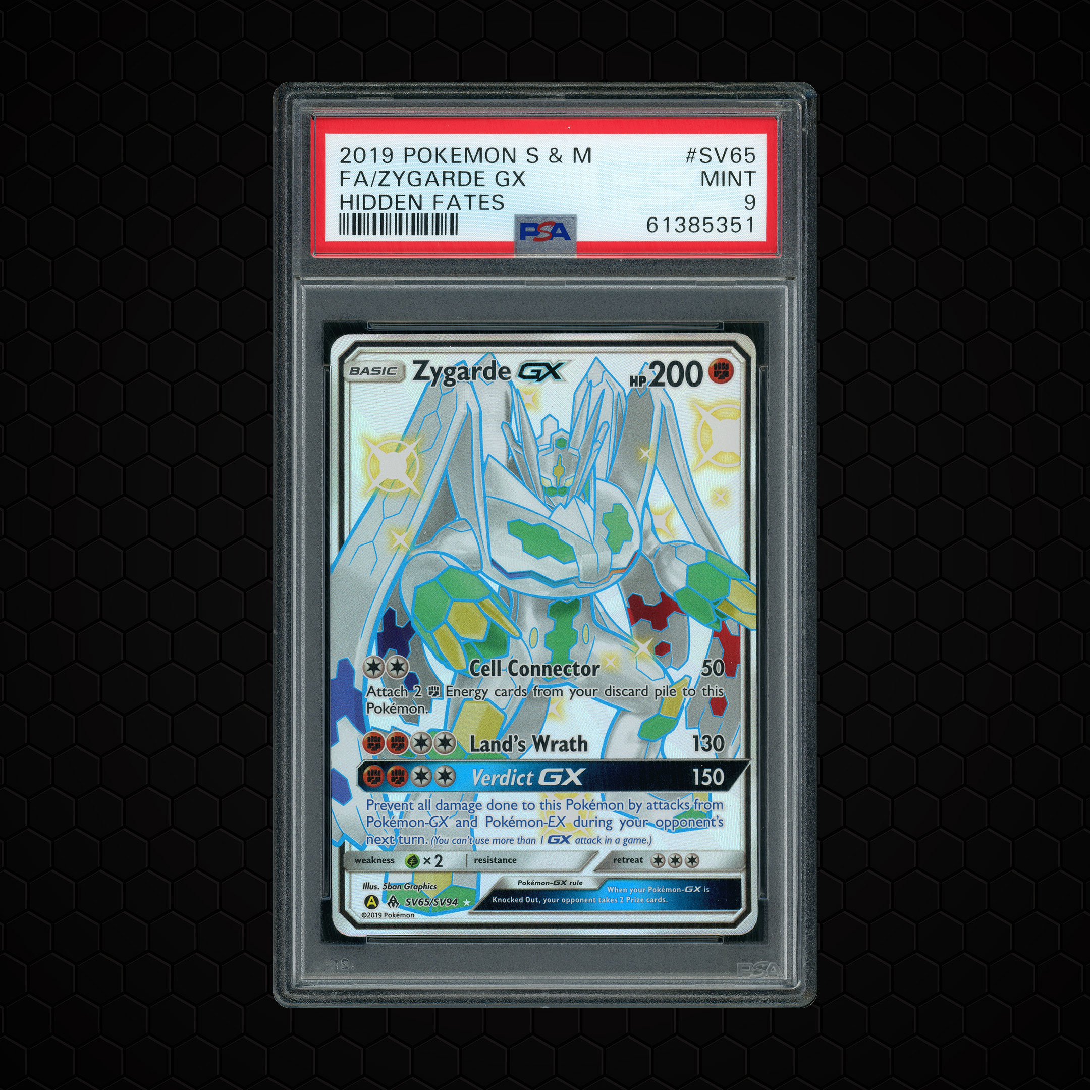2019 Hidden Fates Zygarde GX #SV65 PSA 9