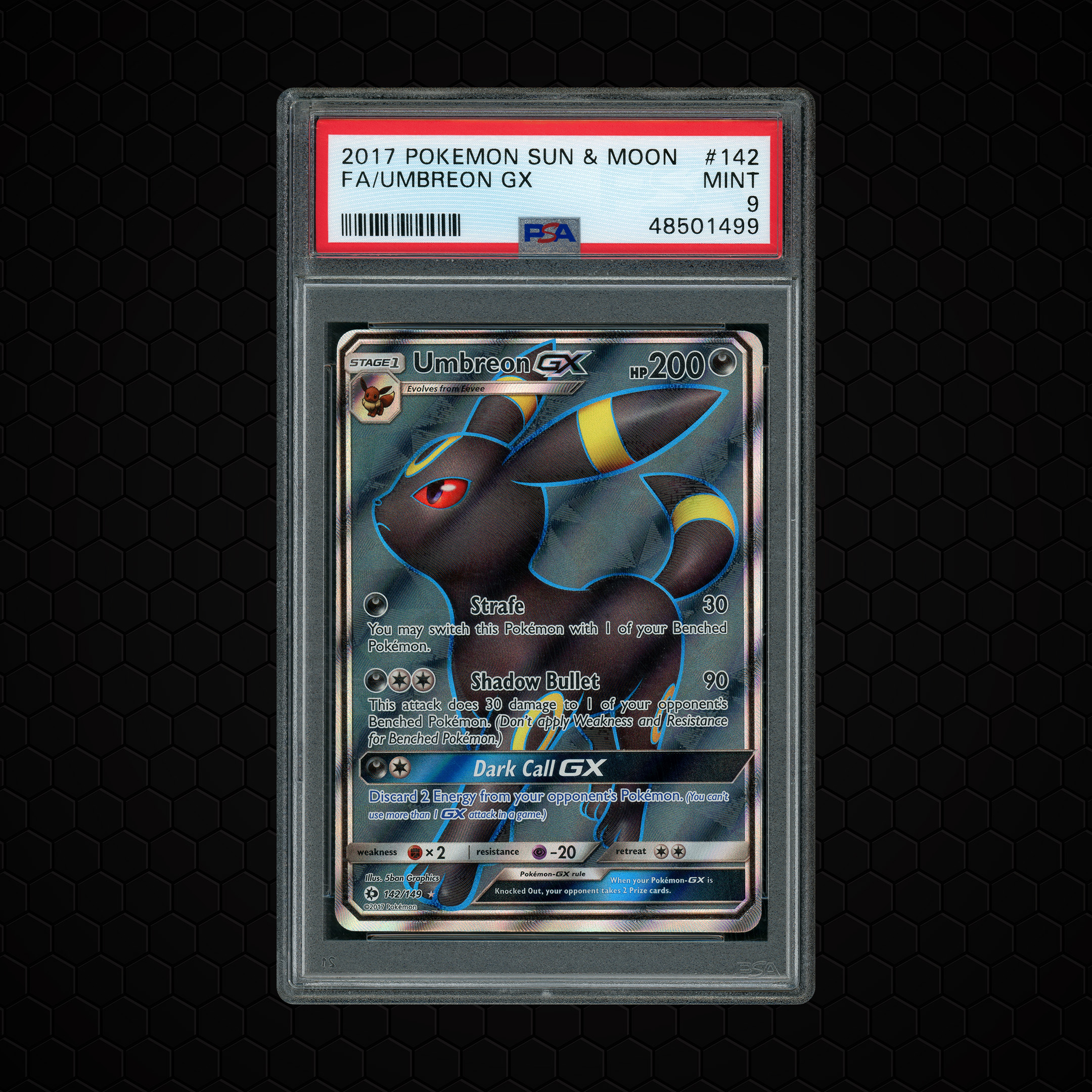 2017 Sun & Moon Umbreon GX #142 PSA 9