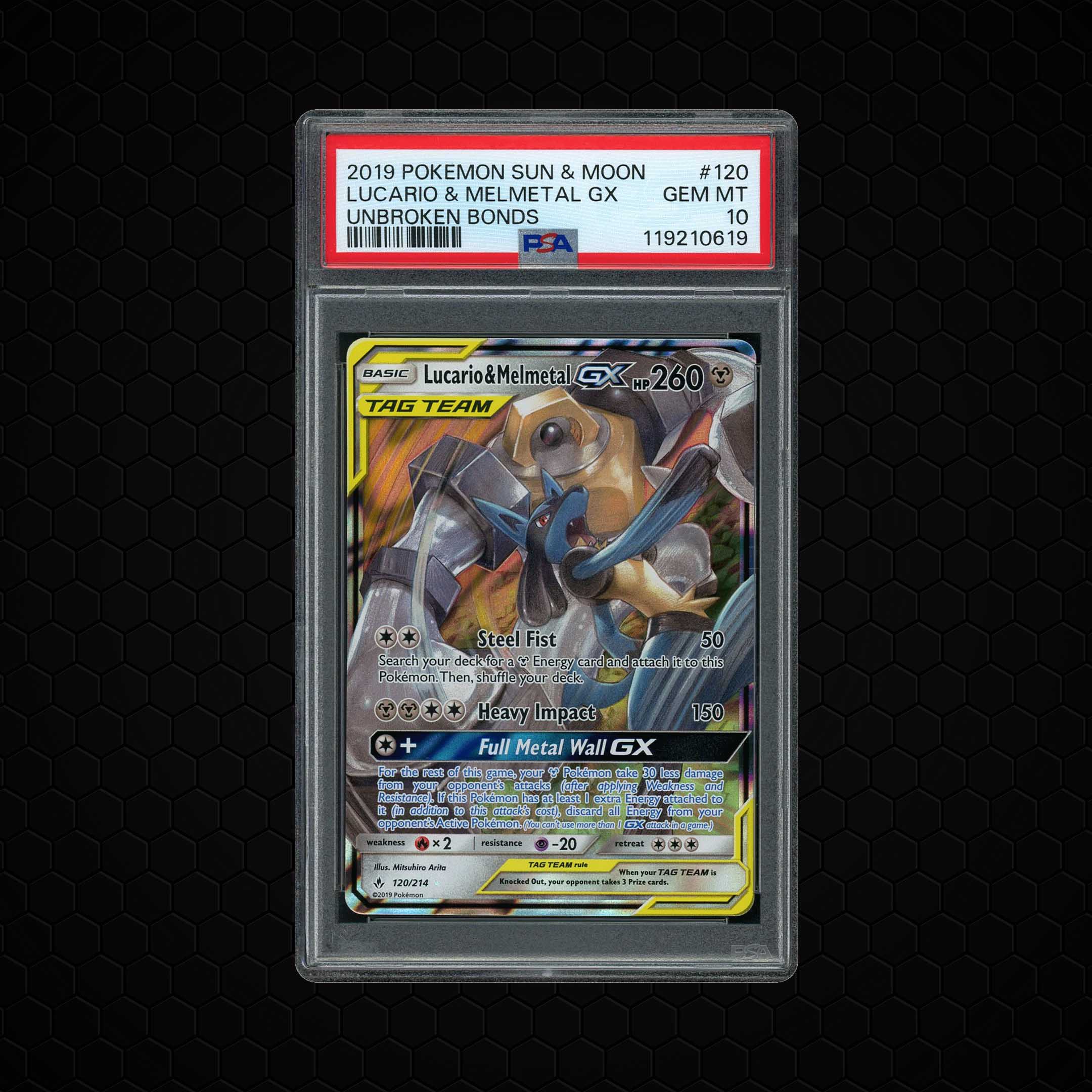 2019 Unbroken Bonds Lucario & Melmetal GX #120 PSA 10
