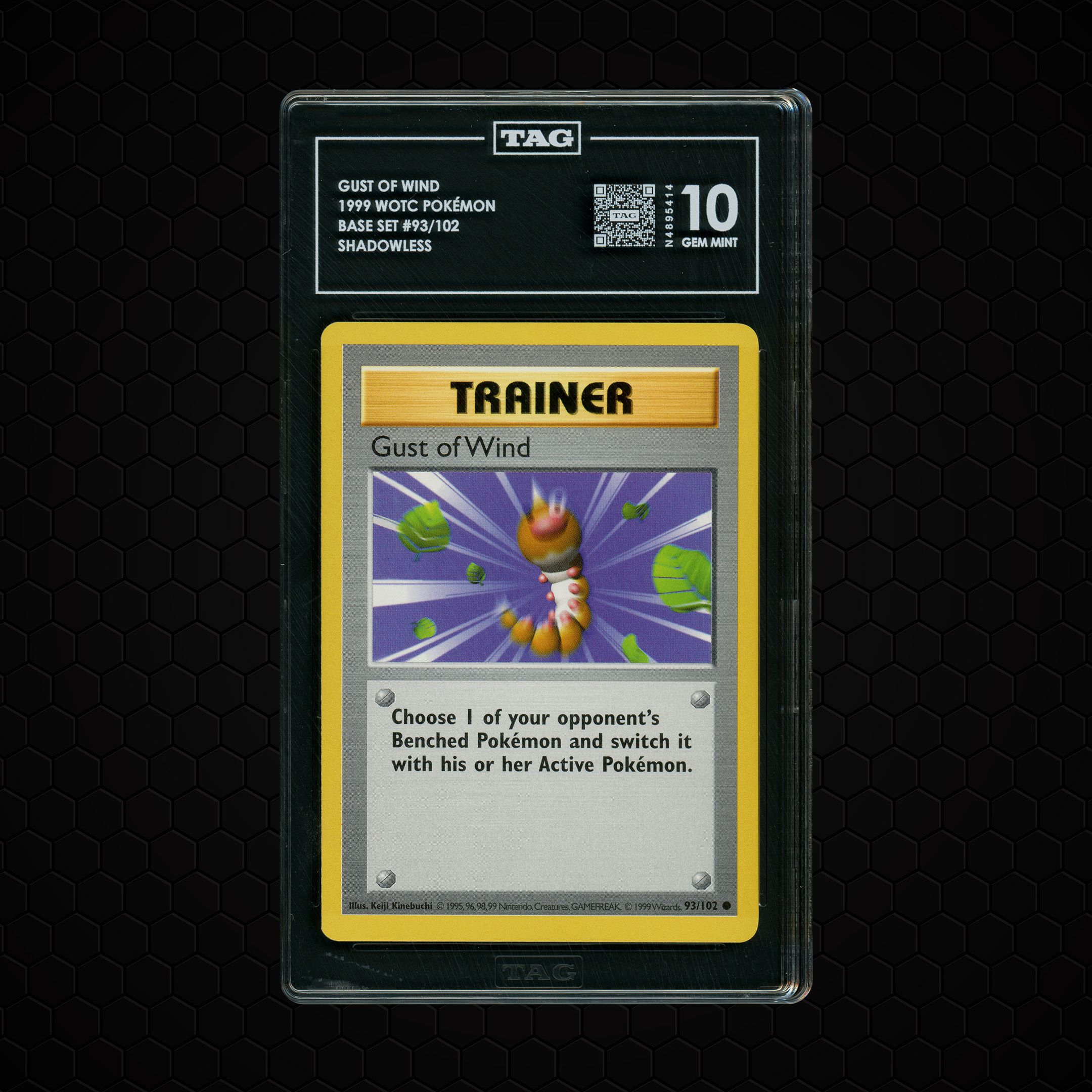 1999 Base Set Shadowless Gust of Wind #93 TAG 10