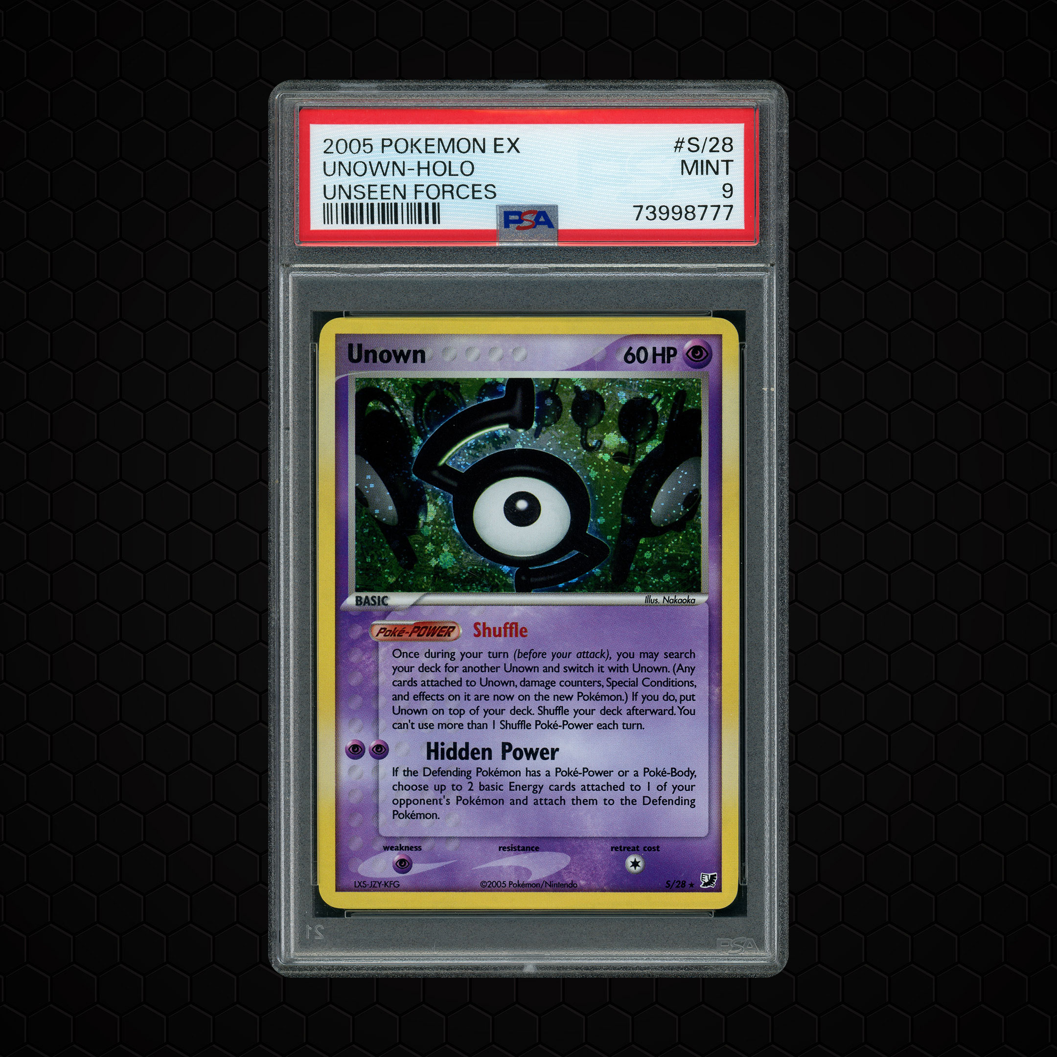 2005 Ex Unseen Forces Unown #S28 PSA 9