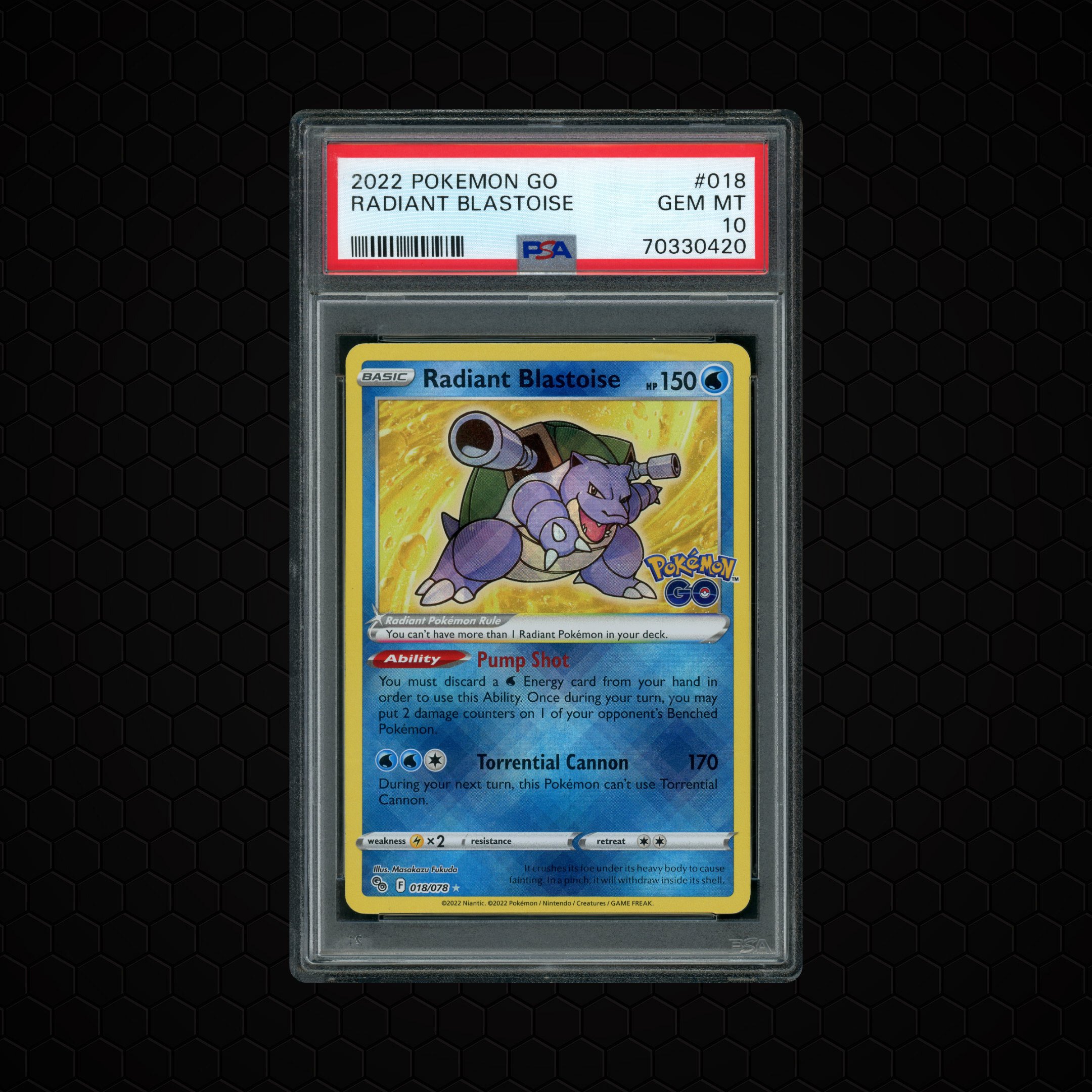 2022 Pokemon GO Radiant Blastoise #18 PSA 10