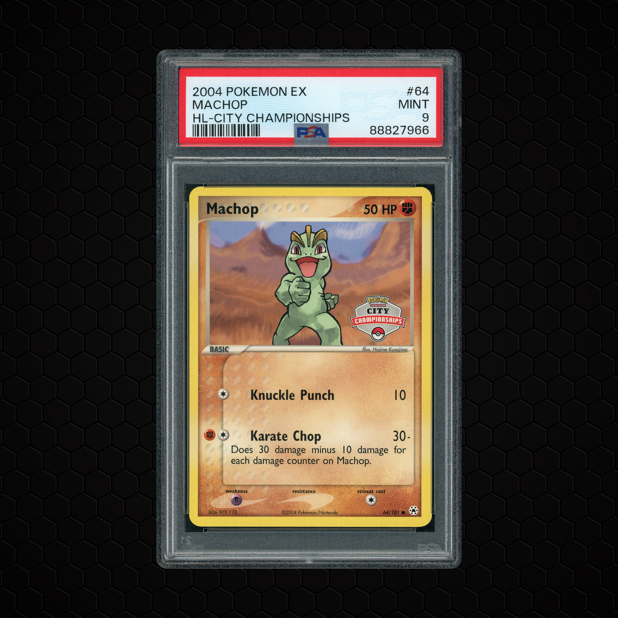 2004 Ex Hidden Legends City Championships Machop #64 PSA 9
