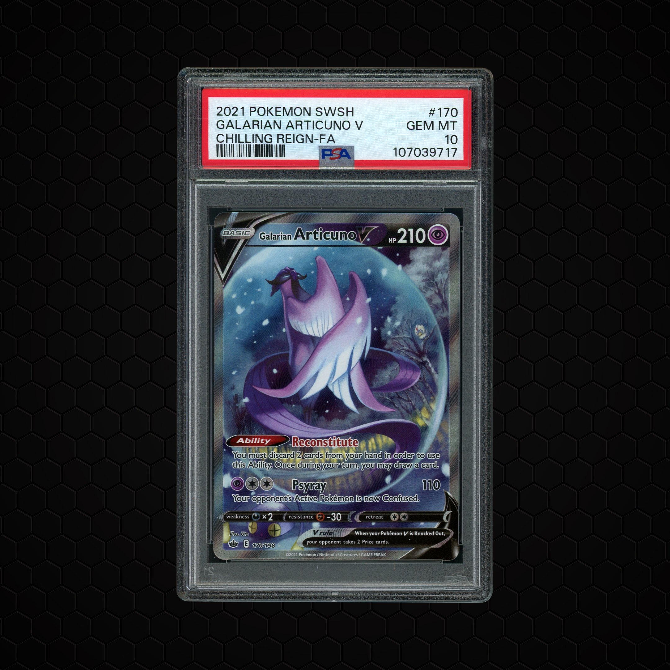 2021 Chilling Reign Galarian Articuno V #170 PSA 10