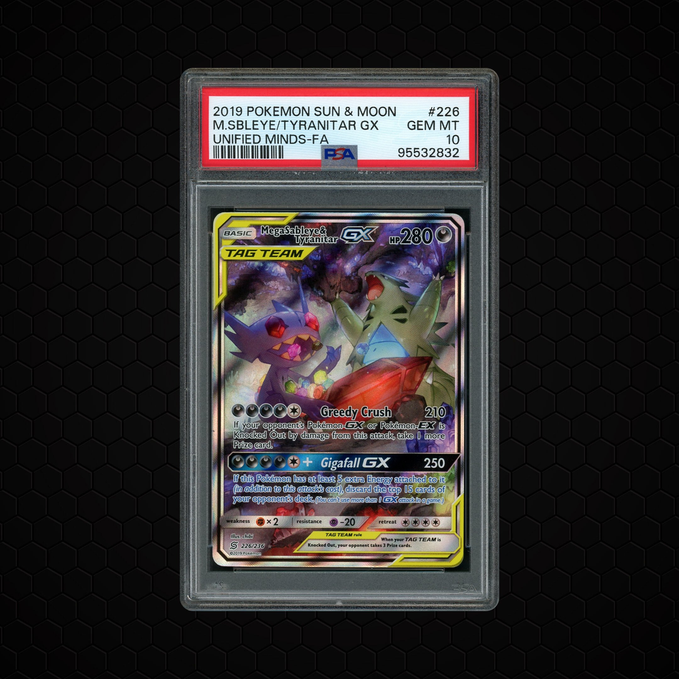 2019 Unified Minds Mega Sableye & Tyranitar GX #226 PSA 10