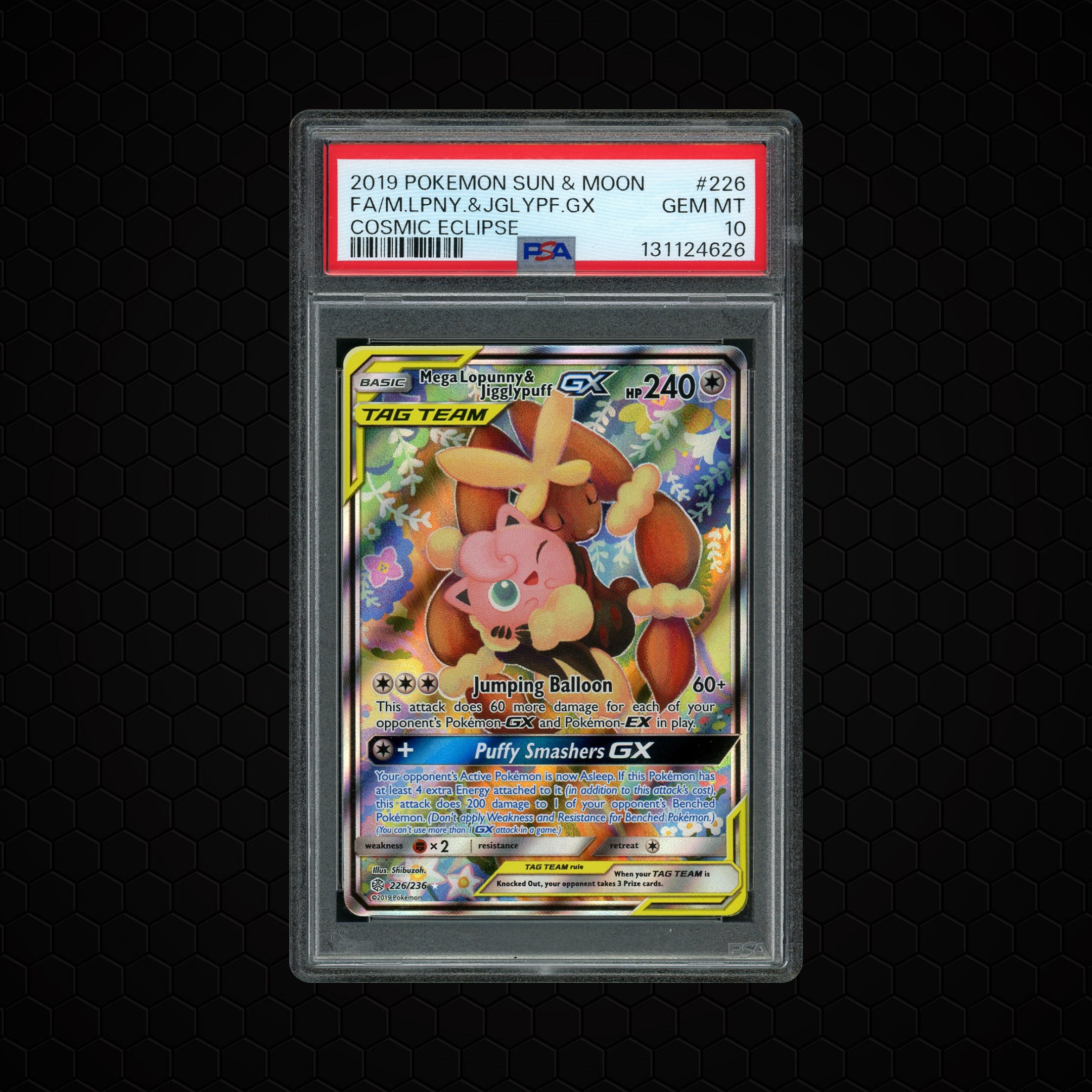 2019 Cosmic Eclipse Mega Lopunny & Jigglypuff GX #226 PSA 10