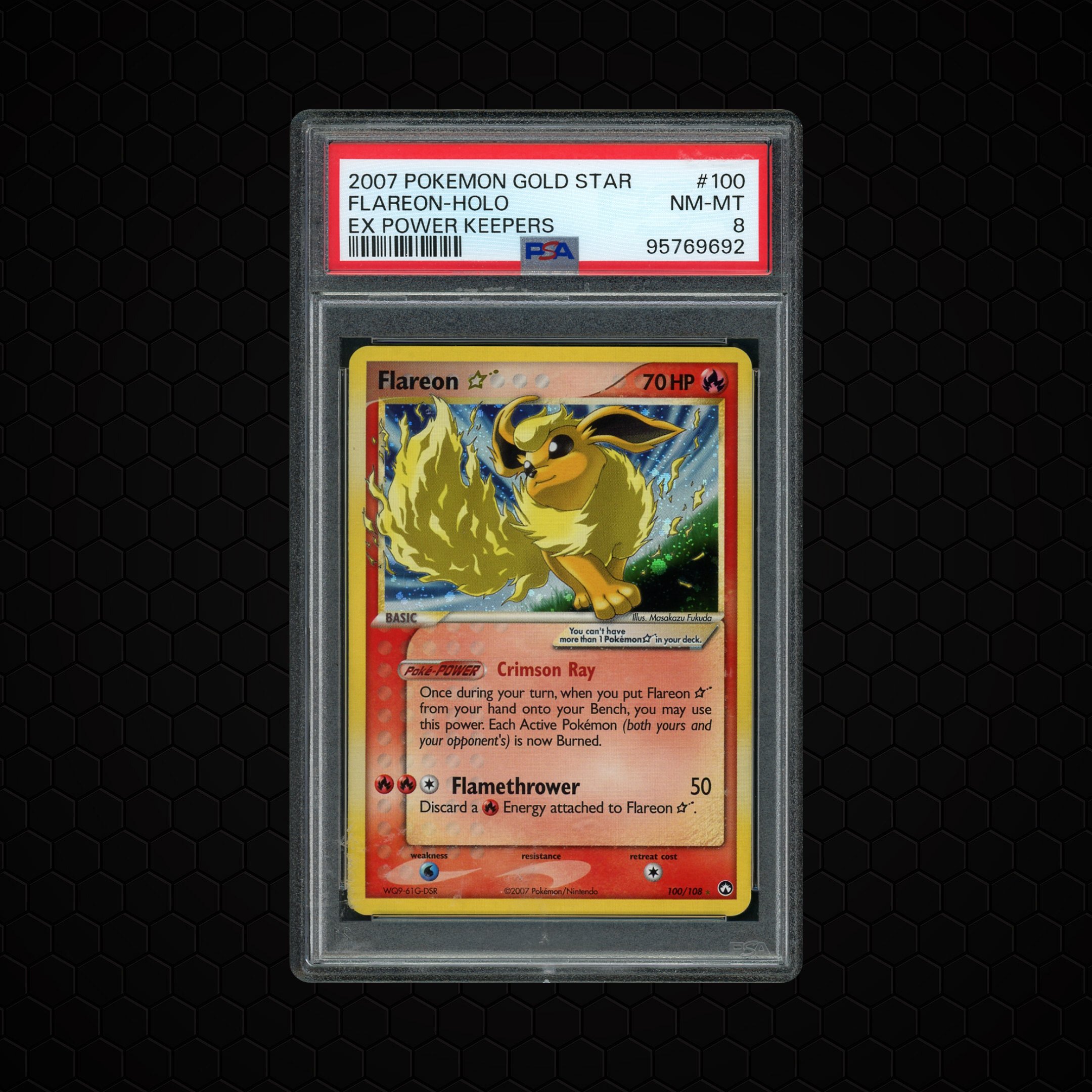 2007 EX Power Keepers Gold Star Flareon #100 PSA 8