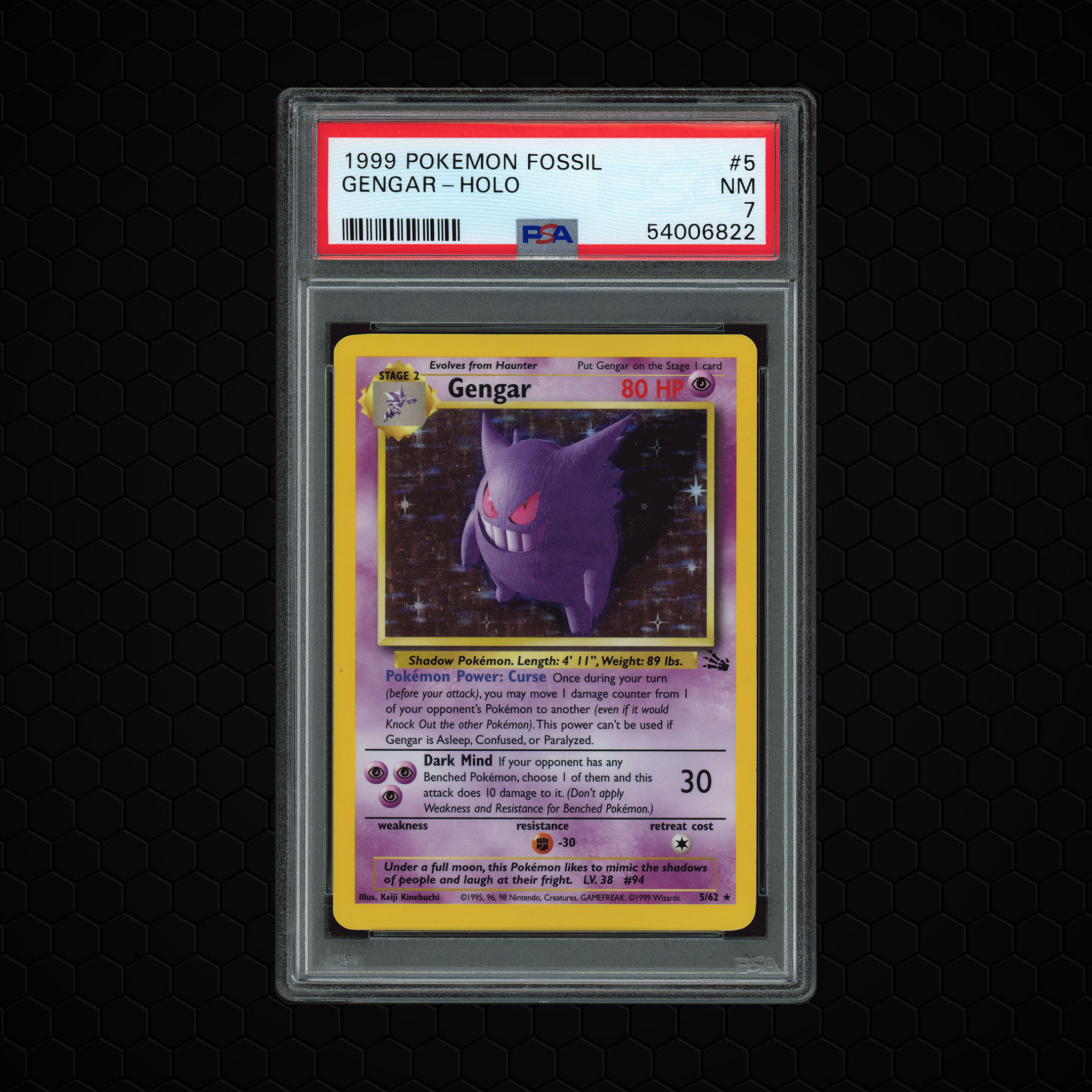 1999 Fossil Unlimited Gengar #5 PSA 7