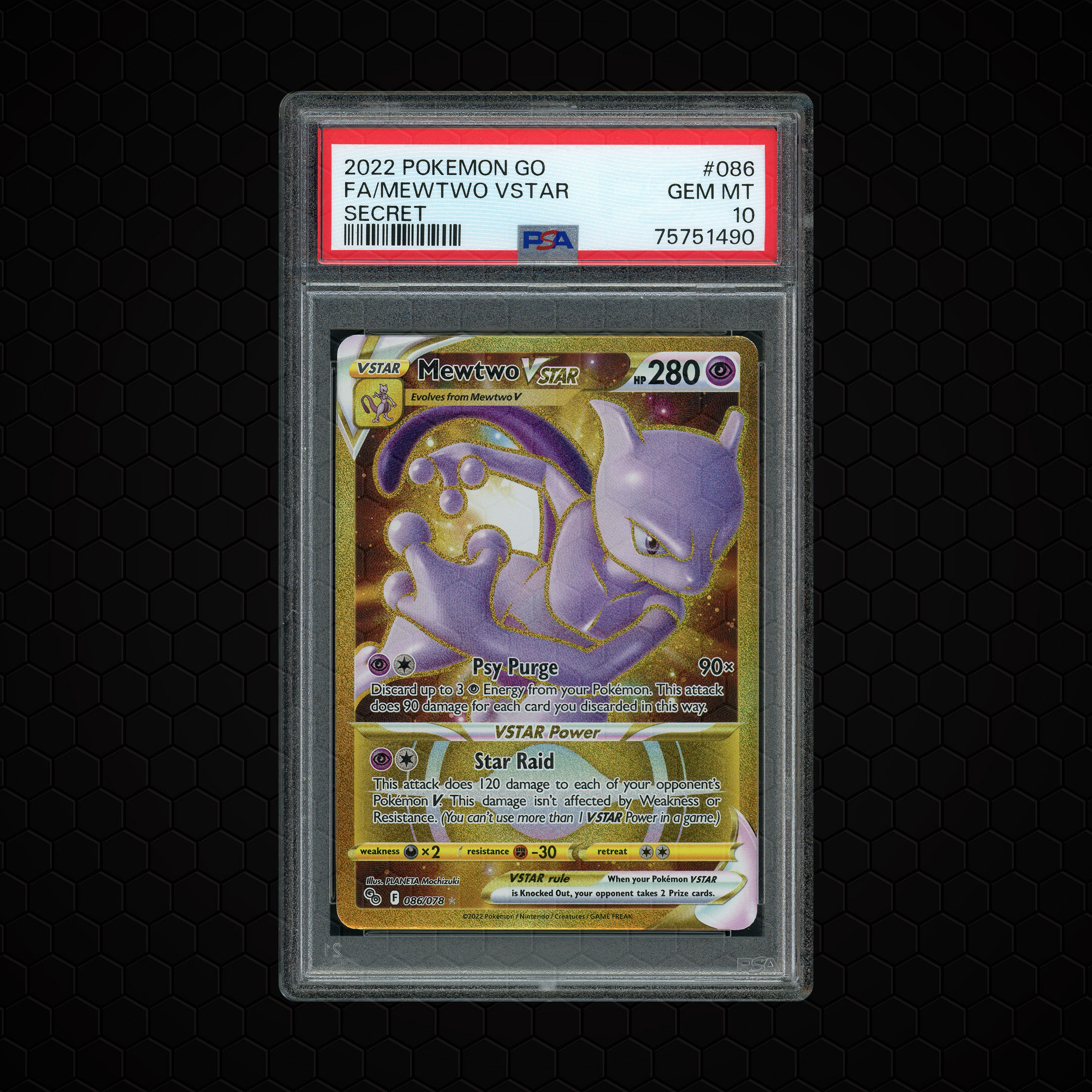 2022 Pokemon GO Mewtwo VSTAR #86 PSA 10