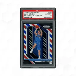 2018 Panini Prizm Luka Doncic Red White Blue Prizm #280 PSA 10 on Beezie.