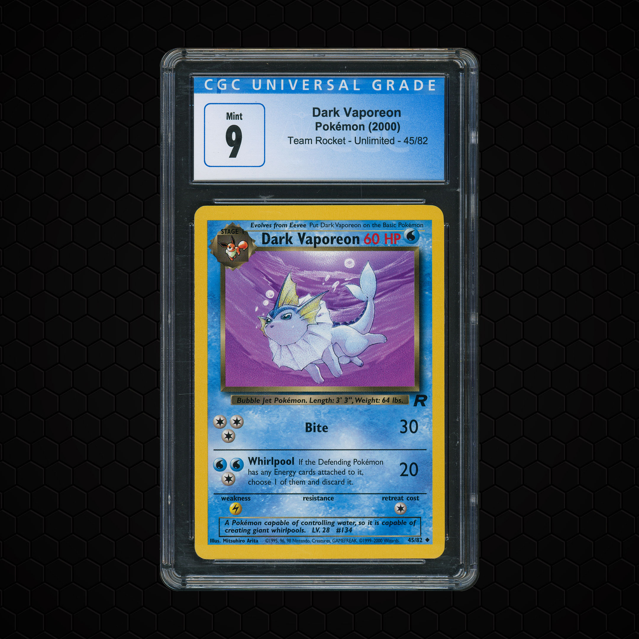 2000 Team Rocket Unlimited Dark Vaporeon #45 CGC 9