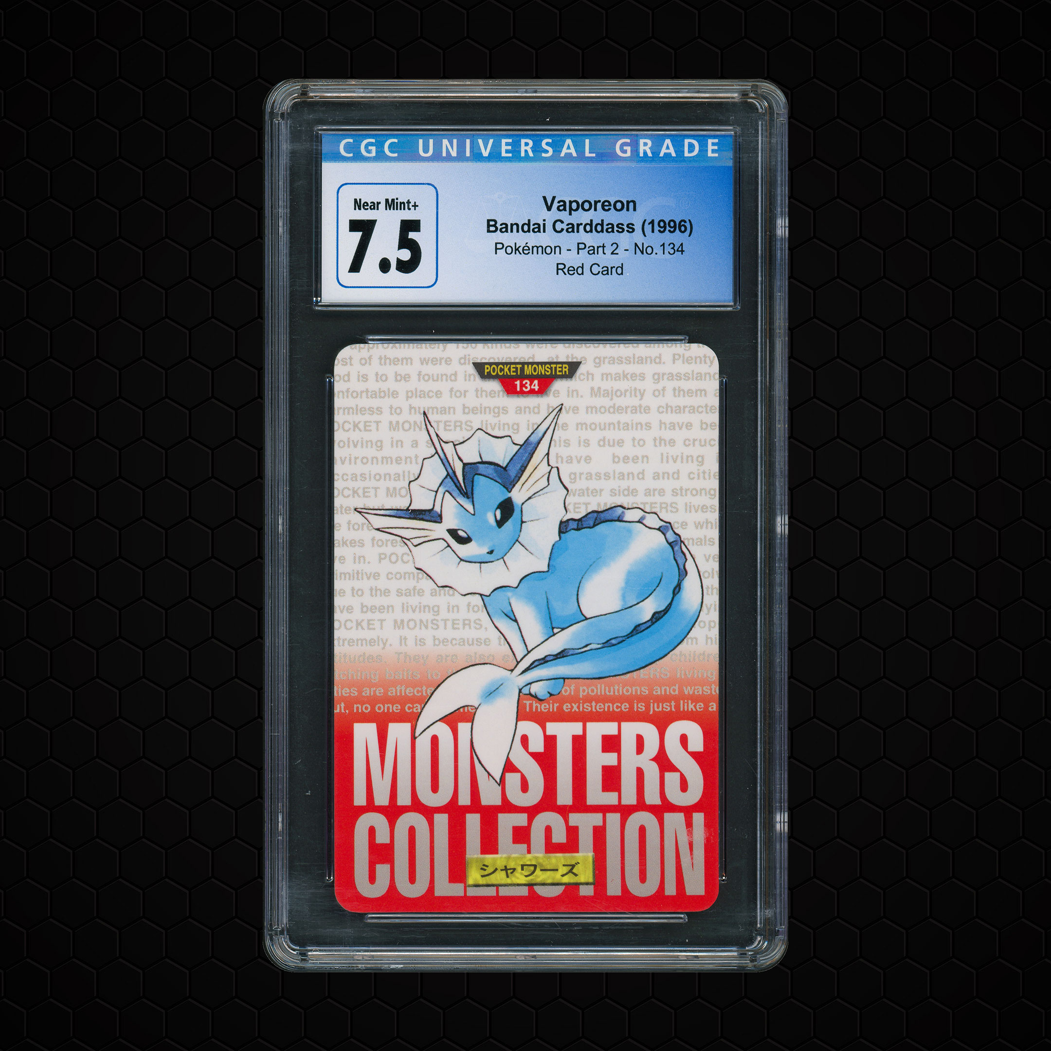 1996 Japanese Bandai Carddass Vaporeon #134 CGC 7.5