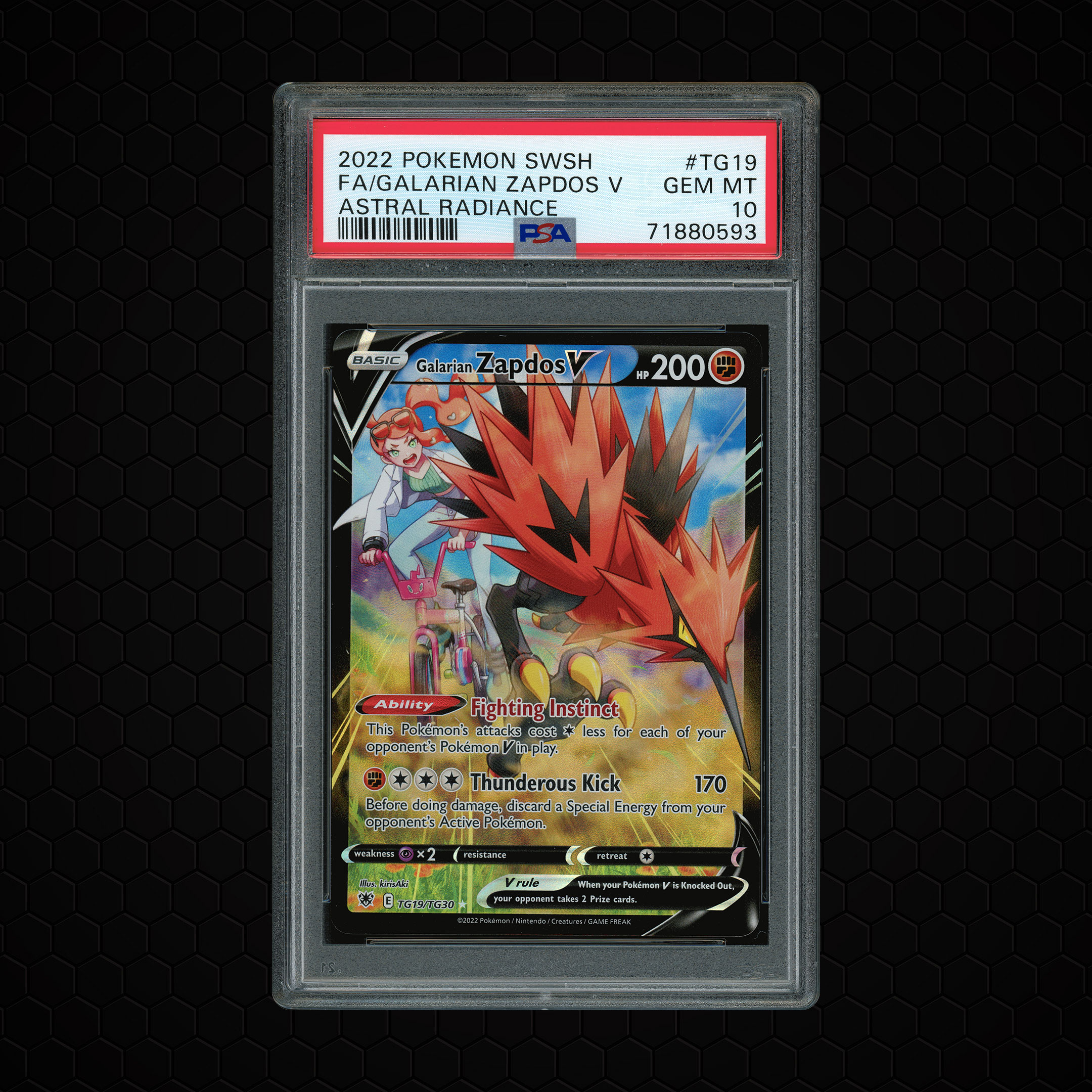 2022 Astral Radiance Galarian Zapdos V #TG19 PSA 10