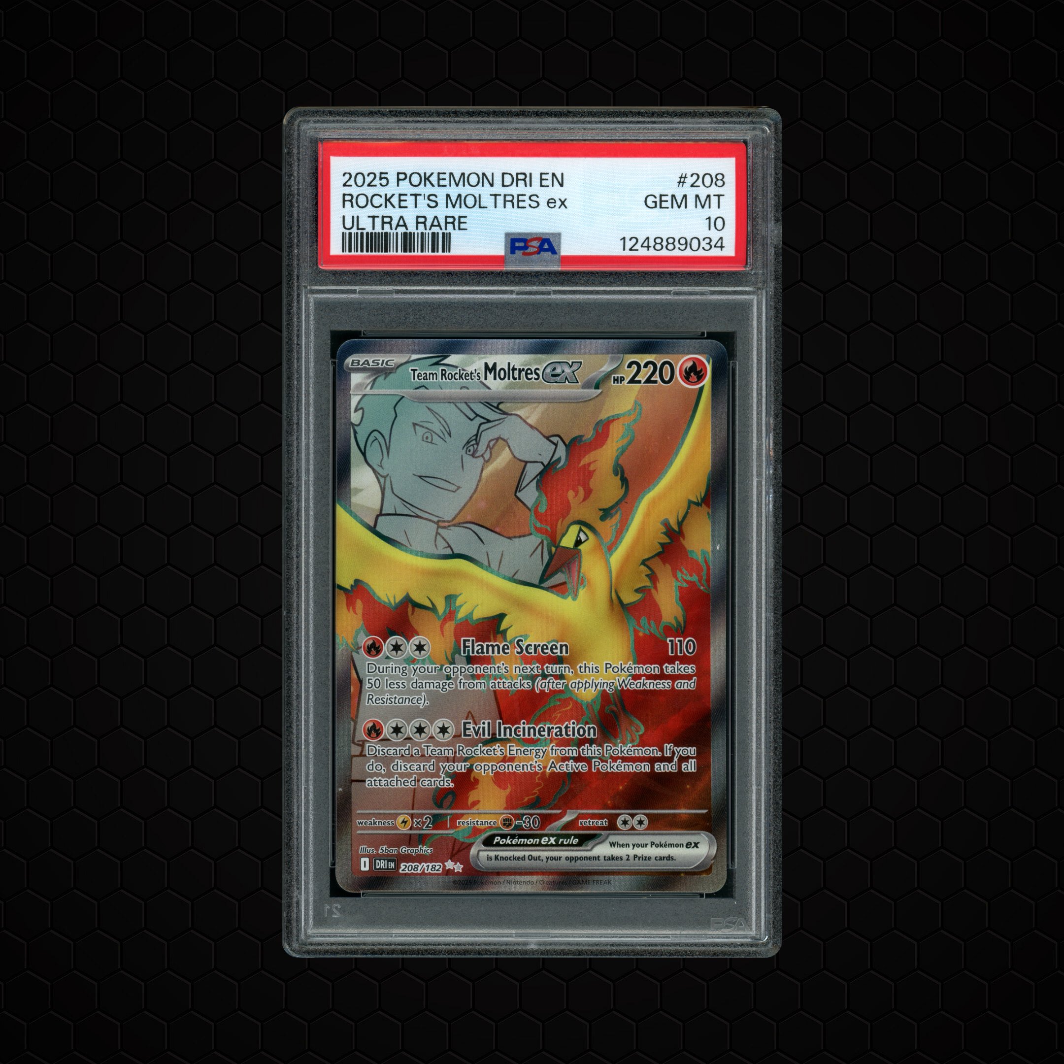 2025 Destined Rivals Team Rocket's Moltres EX #208 PSA 10