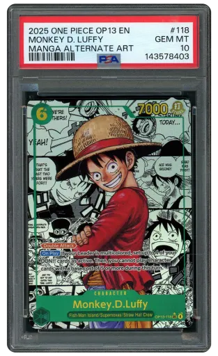 2025 Carrying On His Will Manga Alt. Art Monkey D. Luffy #OP13-118 PSA 10