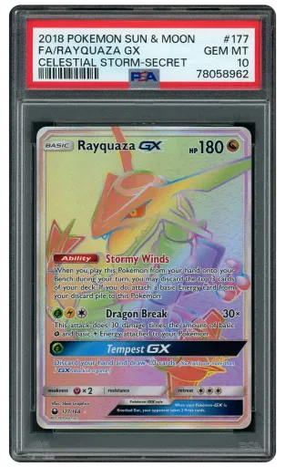 2018 Celestial Storm Rayquaza GX #177 PSA 10