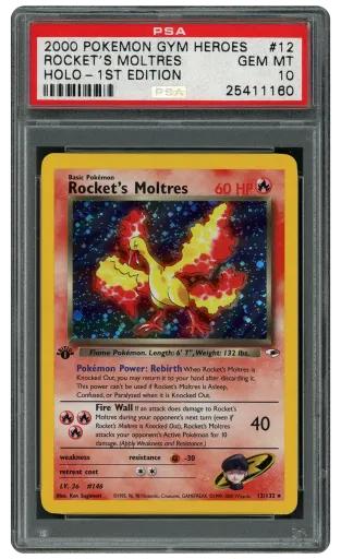 2000 Gym Heroes 1st Edition Rocket's Moltres #12 PSA 10