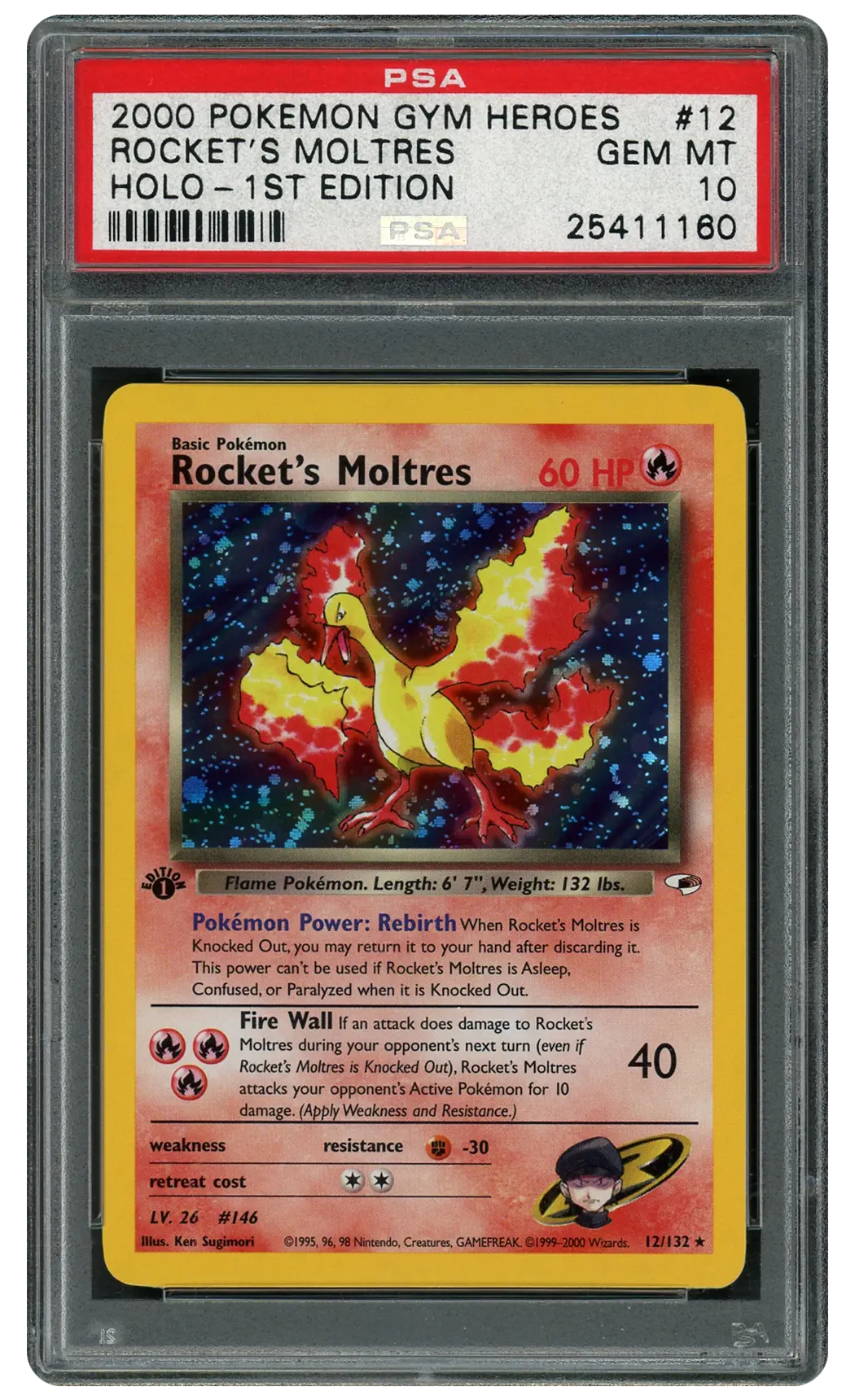 2000 Gym Heroes 1st Edition Rocket's Moltres #12 PSA 10