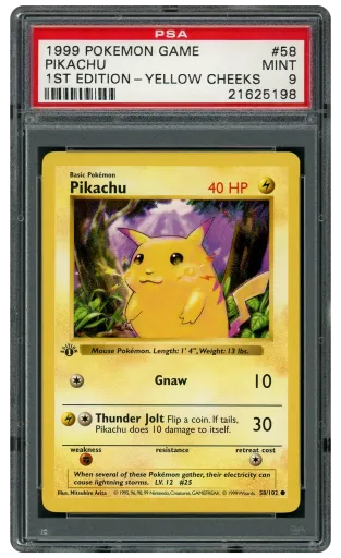 1999 Game 1st Edition Pikachu #58 PSA 9